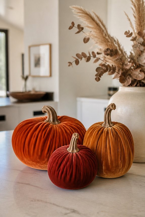 textured velvet pumpkin accents