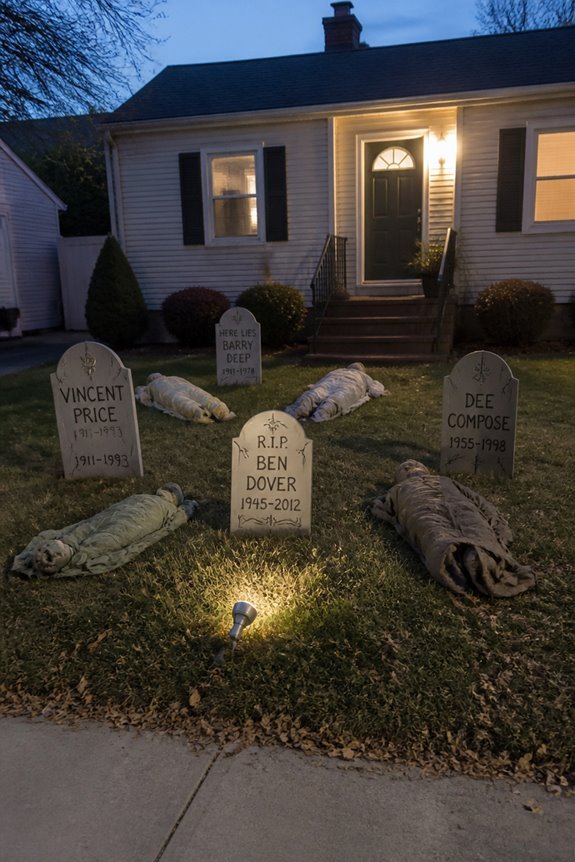 tombstones skeletons strategic placement