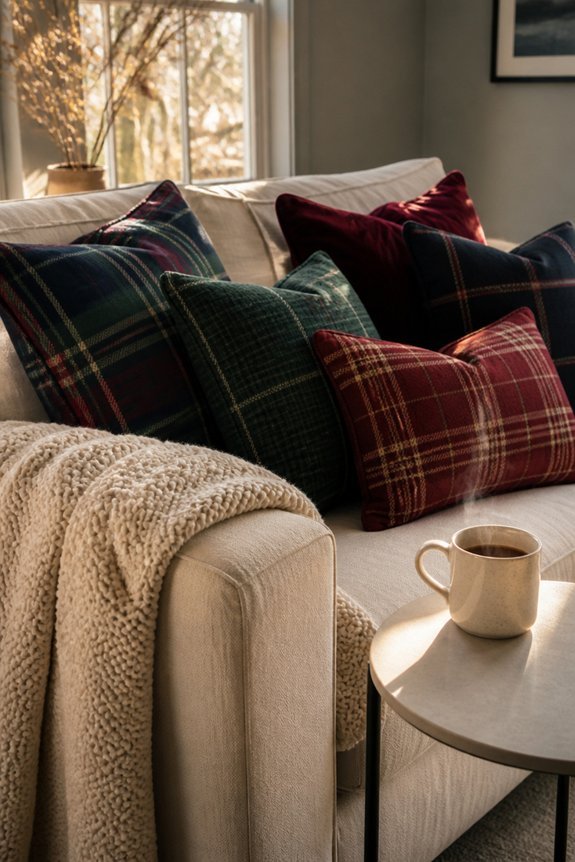 traditional plaid pillow decor