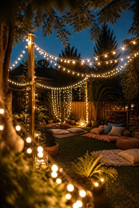 twinkling outdoor string lights