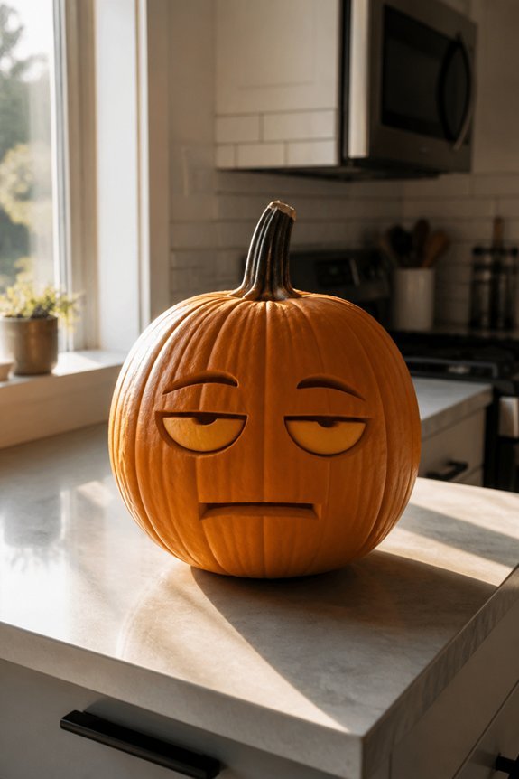 unimpressed cat pumpkin design