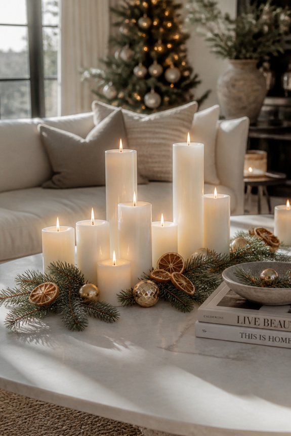 varying heights of candles
