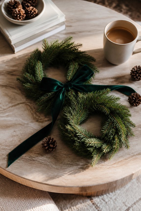 velvet ribbon wreath centerpiece