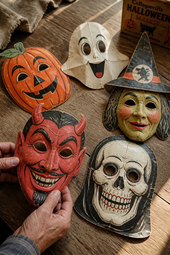 vintage halloween paper masks
