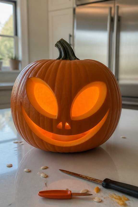 whimsical alien pumpkin design