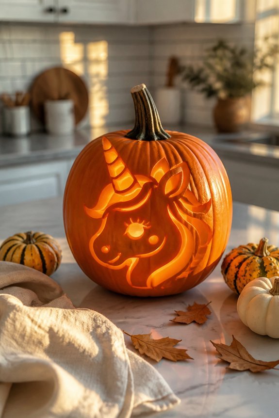 whimsical unicorn pumpkin carving