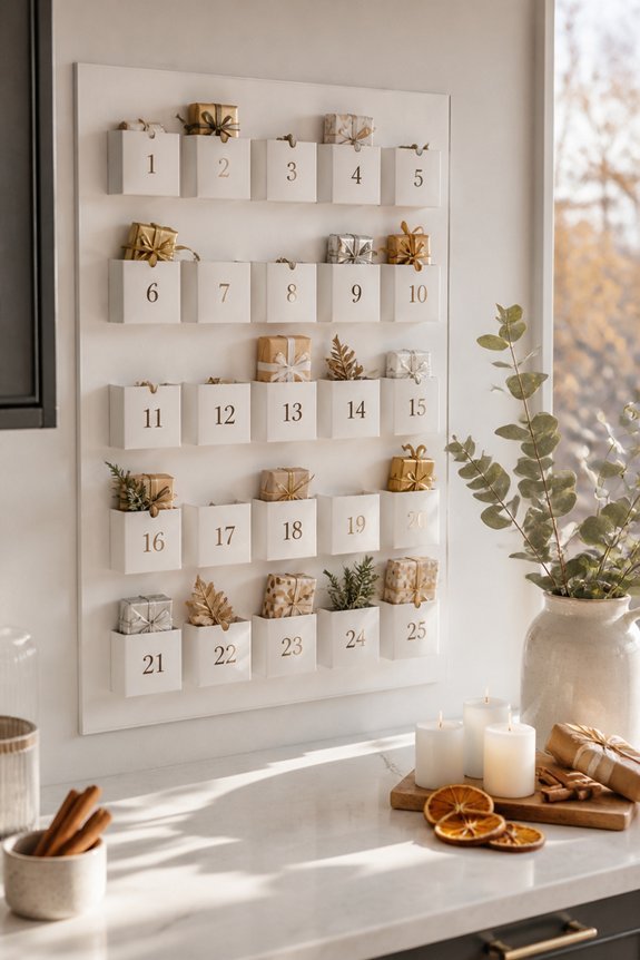 white holiday calendar display