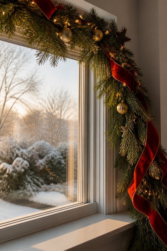 window frame holiday garlands