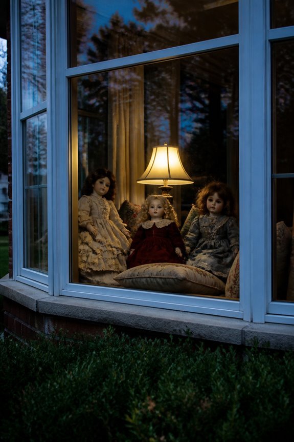 window seat halloween doll display