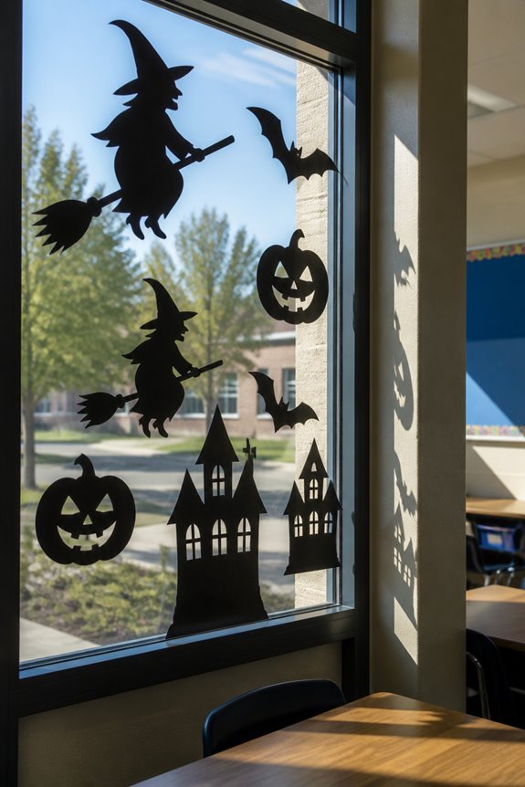 windows showcase student silhouettes