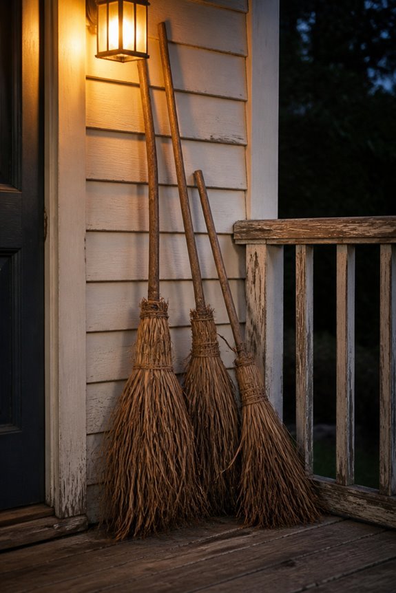 witch broomstick corner display