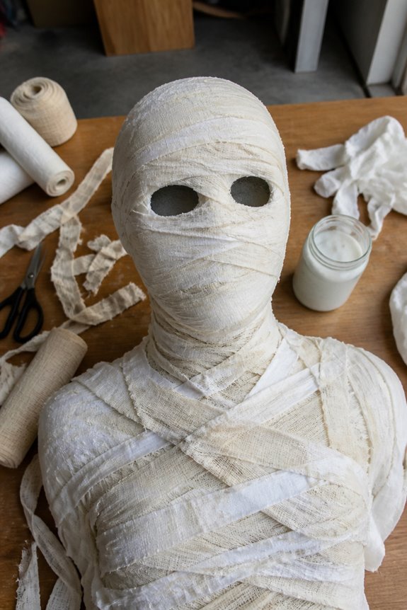 wrapped reclining mummy centerpiece