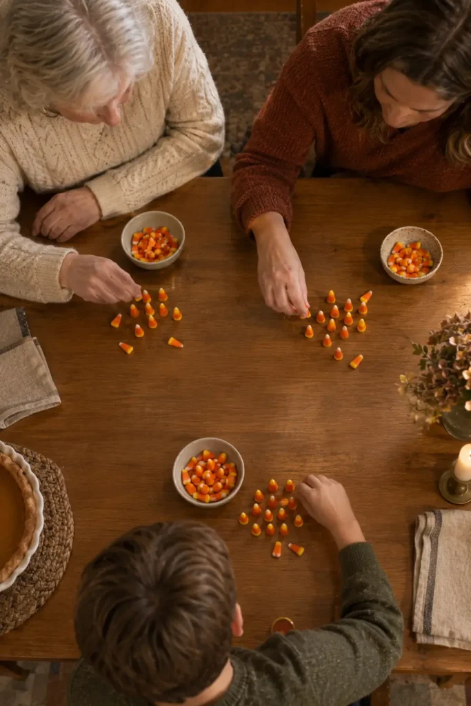 Candy Corn Building Game at the Table