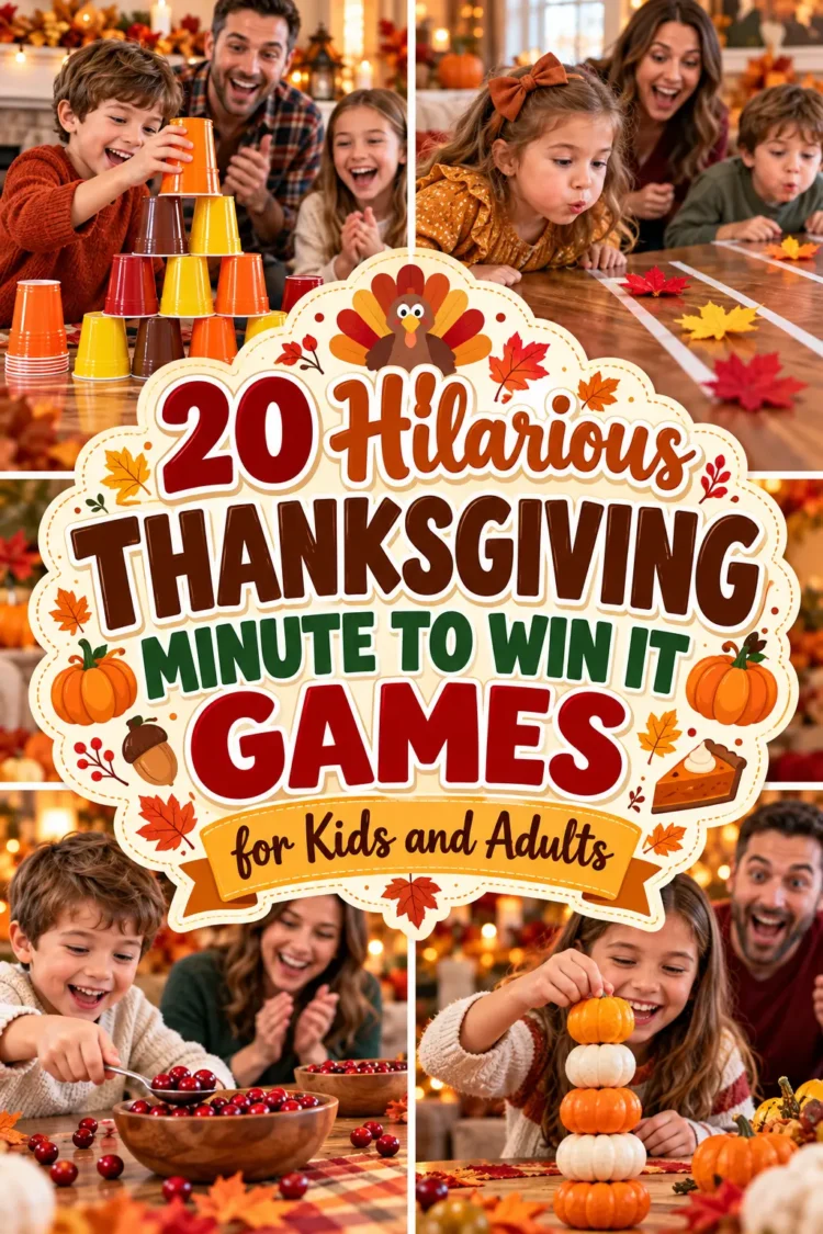 Thanksgiving Minute to Win It Games for Kids and Adults
