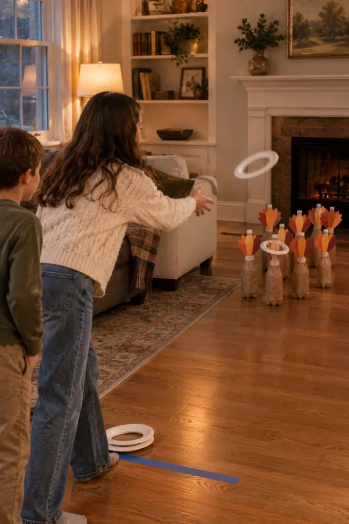 Turkey Bottle Ring Toss With Paper Plates